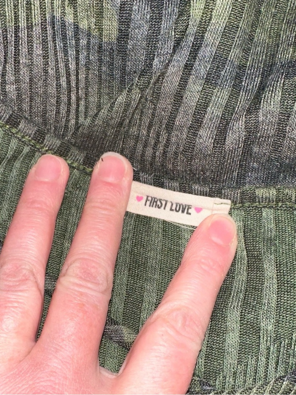 First Love by Lovelyn olive green camo ribbed long sleeve top - Picture 6 of 6